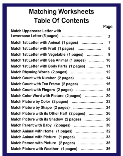 Matching Worksheets